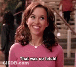 Woman In Pink Sweater Smiling Saying That Was So Fetch GIF