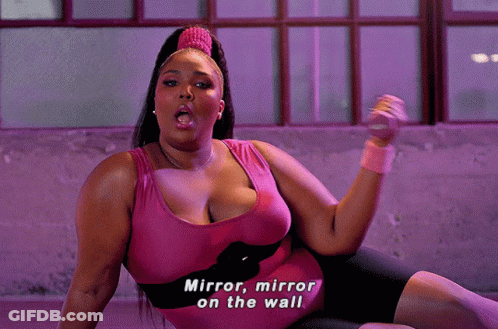 Woman In Pink Tank Top Holding Dumbbell Mirror Mirror On The Wall GIF