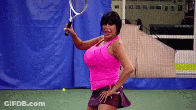 Woman In Pink Tank Top Holding Tennis Racquet GIF