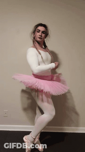 Woman In Pink Tutu And Pointe Shoes GIF