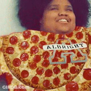 Woman In Pizza Shirt Saying Alright GIF