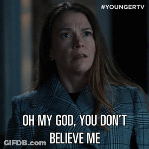 Woman In Plaid Coat Says Oh My God You Don't Believe Me GIF