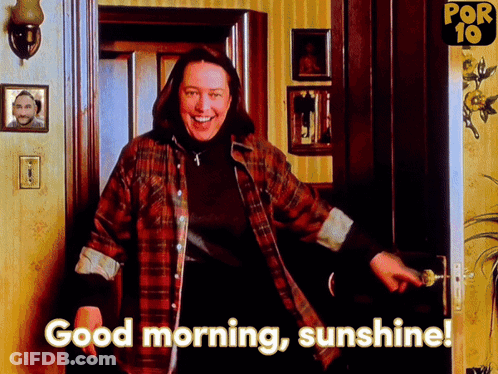 Woman In Plaid Shirt Saying Good Morning Sunshine GIF