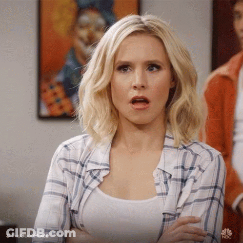 Woman In Plaid Shirt Surprised With Open Mouth GIF