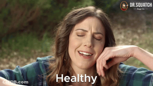Woman In Plaid Shirt With Healthy Word GIF
