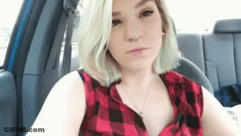 Woman In Plaid Shirt With Ice Tattoo GIF