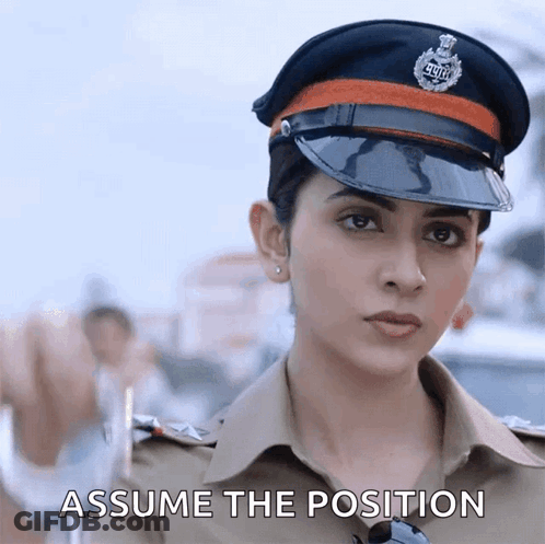 Woman In Police Uniform Assume The Position GIF