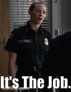 Woman In Police Uniform Saying It's The Job GIF