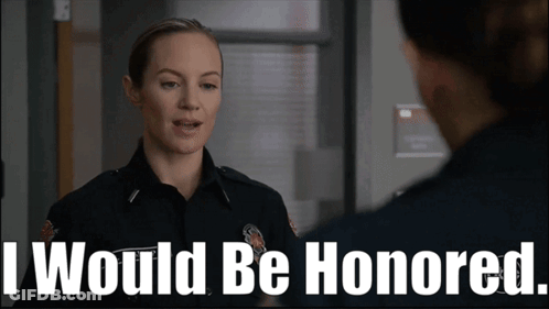 Woman In Police Uniform Talking To Another Woman Saying I Would Be Honored GIF