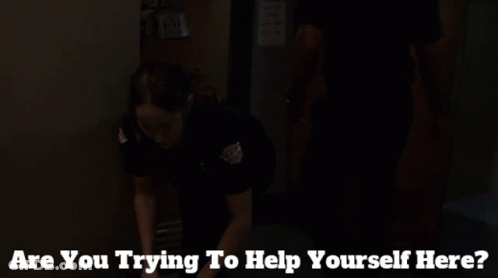 Woman In Police Uniform With Are You Trying To Help Yourself Here GIF