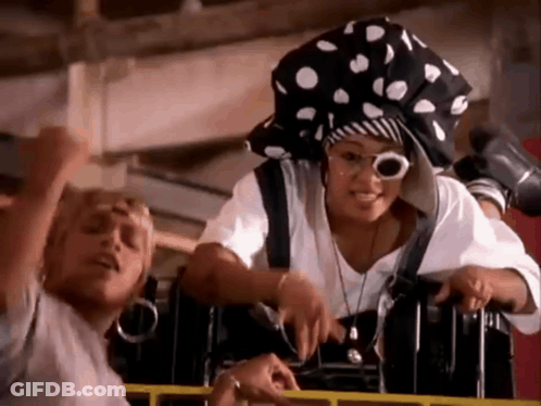 Woman In Polka Dot Hat And Sunglasses Riding Roller Coaster GIF