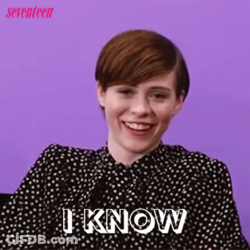 Woman In Polka Dot Shirt Says I Know GIF