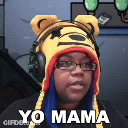 Woman In Pooh Hat And Headphones Saying Yo Mama GIF