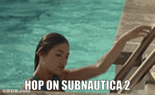 Woman In Pool With Hop On Subnautica 2 GIF