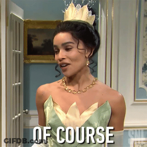Woman In Princess Costume Saying Of Course GIF