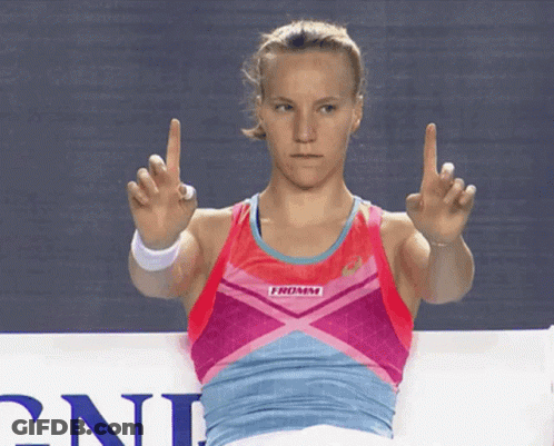Woman In Promise Tank Top Holding Up Fingers GIF