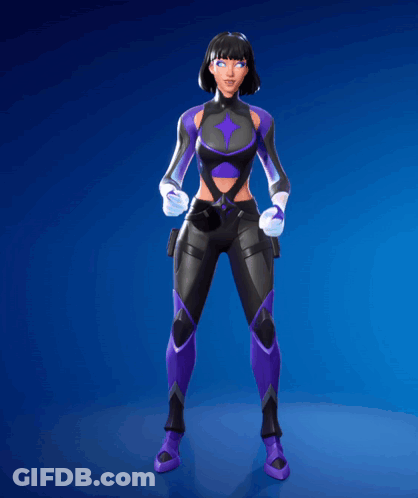 Woman In Purple And Black Outfit GIF