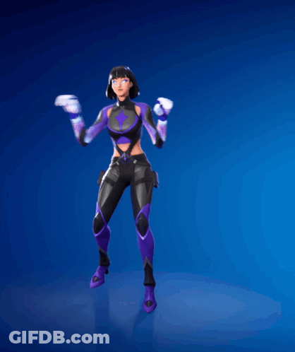Woman In Purple And Black Suit Arms Out GIF
