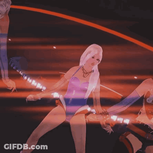 Woman In Purple Bodysuit Dancing GIF