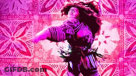 Woman In Purple Dress Dancing On Pink And Red Background GIF