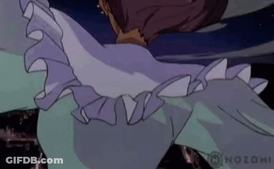 Woman In Purple Dress Flying GIF