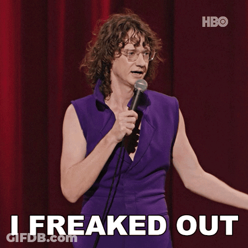 Woman In Purple Dress Holding Microphone Saying I Freaked Out GIF