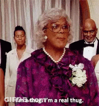 Woman In Purple Dress Saying I'm A Thug I'm A Real Thug GIF