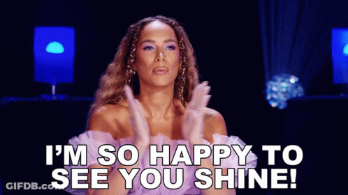 Woman In Purple Dress Saying Im Happy To See You Shine GIF