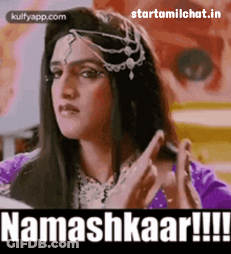Woman In Purple Dress Saying Namashkaar GIF