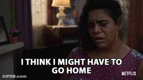 Woman In Purple Dress Says She Might Have To Go Home GIF