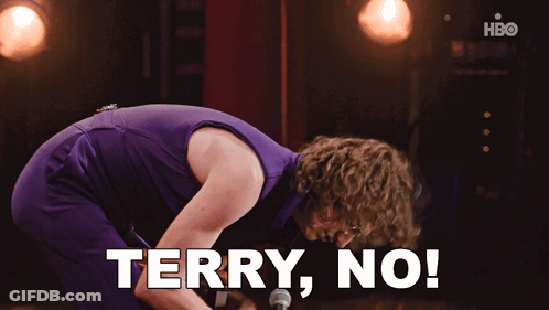 Woman In Purple Dress Singing Into Microphone Saying Terry No GIF