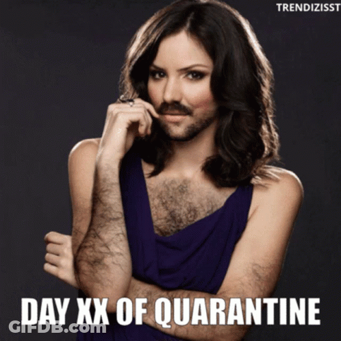 Woman In Purple Dress With Mustache Day XX Quarantine GIF