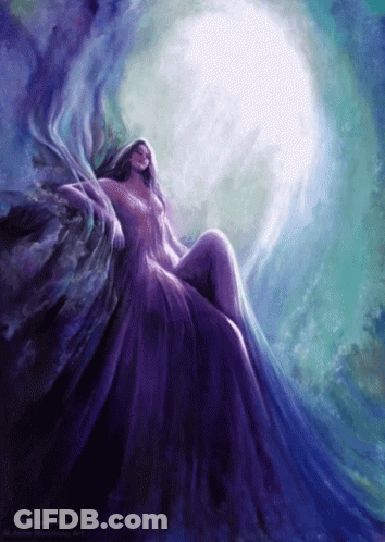 Woman In Purple Dress With White Veil GIF