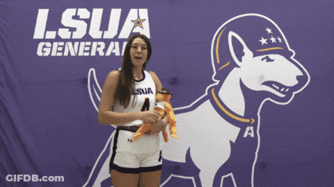 Woman In Purple Hat And LSU Jersey GIF