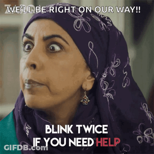 Woman In Purple Head Scarf Saying We'll Be Right On Our Way GIF
