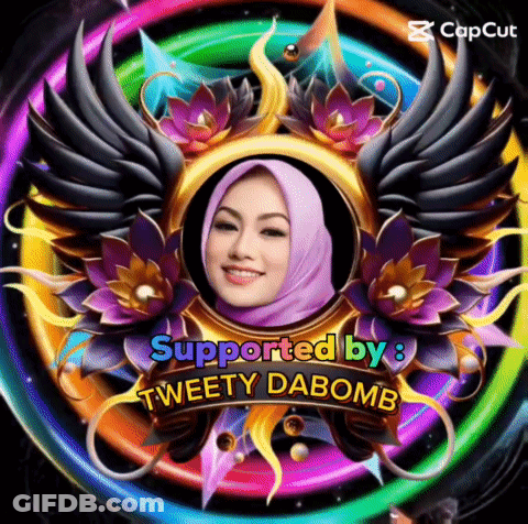 Woman In Purple Hijab Surrounded By Flowers And Wings Supported By Tweety Dabomb GIF