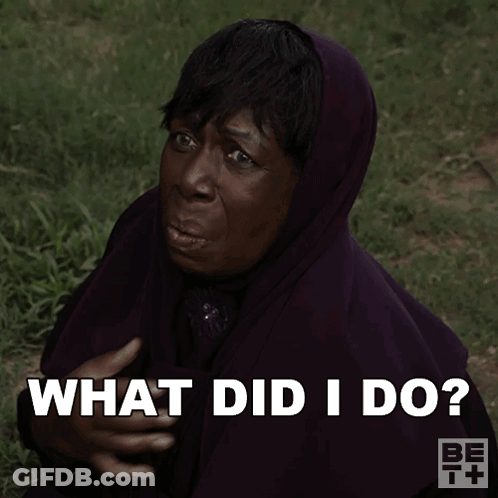 Woman In Purple Hoodie Asking What Did I Do GIF