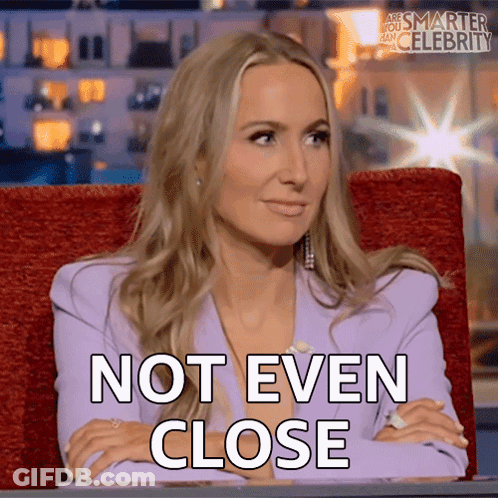 Woman In Purple Jacket Says Not Even Close GIF