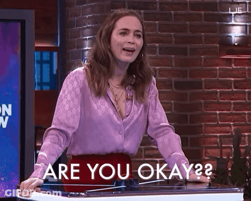 Woman In Purple Shirt Asking Are You Okay GIF