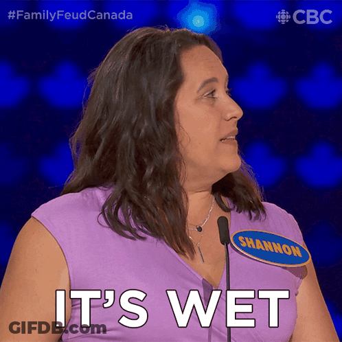 Woman In Purple Shirt Saying It's Wet GIF