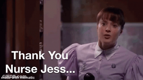 Woman In Purple Shirt Saying Thank You Nurse Jess GIF