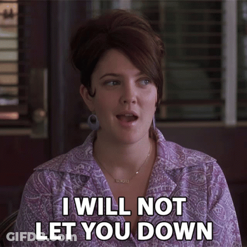 Woman In Purple Shirt Says I Will Not Let You Down GIF