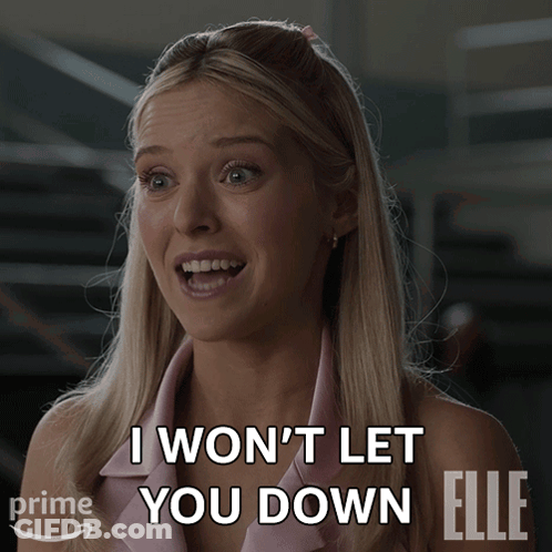 Woman In Purple Shirt Says I Will Not Let You Down GIF