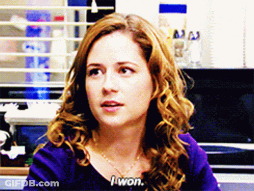 Woman In Purple Shirt Says I Won GIF