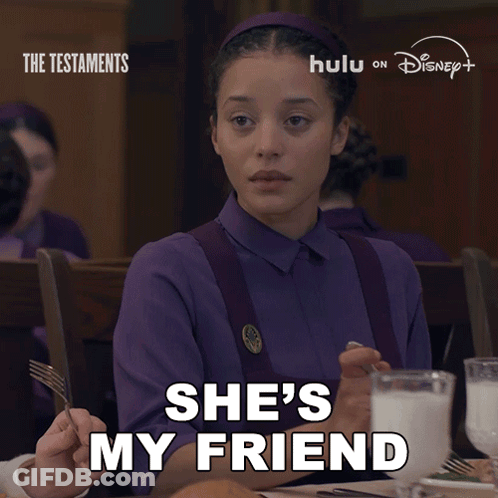 Woman In Purple Shirt Says She's My Friend GIF
