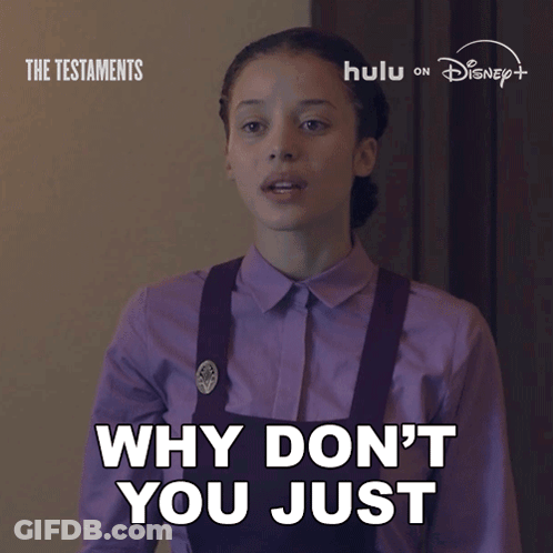 Woman In Purple Shirt Says Why Don't You Just GIF