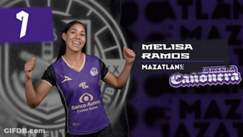 Woman In Purple Shirt With Number 1 GIF