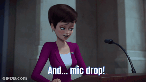 Woman In Purple Suit Mic Drop GIF