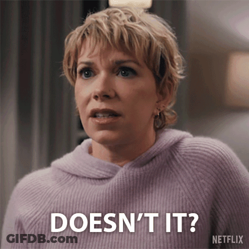 Woman In Purple Sweater Asking Doesn't It GIF