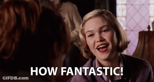 Woman In Purple Sweater Laughing And Saying How Fantastic GIF